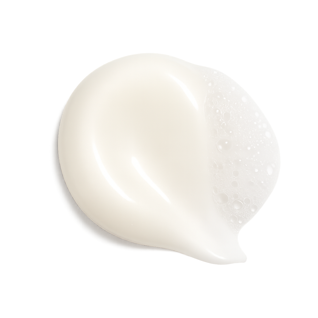 Close-up of a white cream or gel on a white background